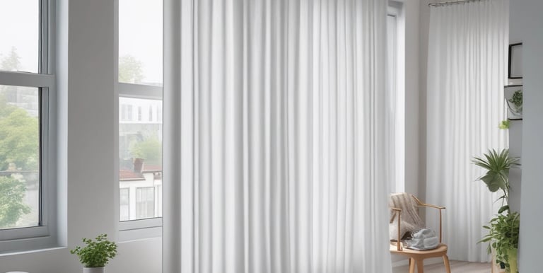 Three woven lampshades hang from a pergola structure made of white beams, with a bright blue sky in the background. Lush green plants rise up to fill the view, creating a natural contrast against the geometric lines above.
