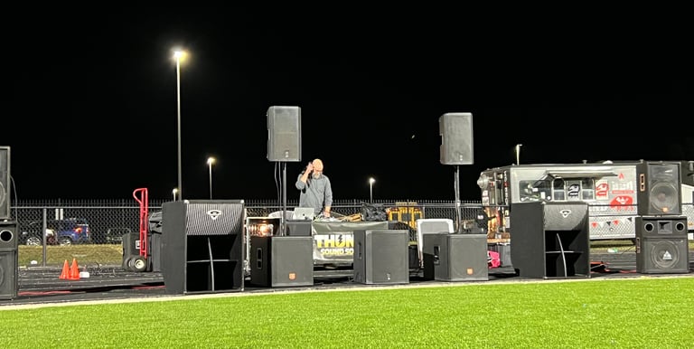 DJ Jason playing for a local high school football game