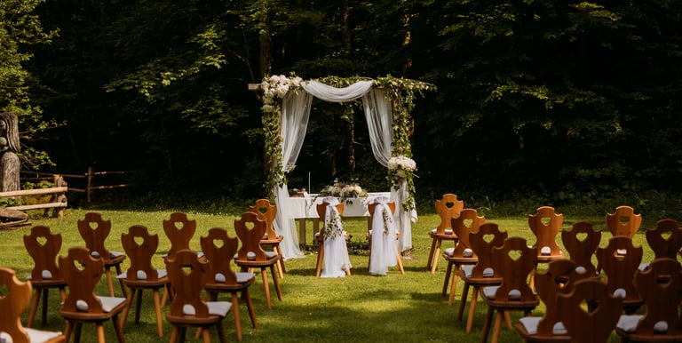 a wedding ceremony with a ceremony in the middle of the day