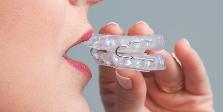 Tratamento odontológico para ronco e apneia do sono em Curitiba com aparelho intraoral.