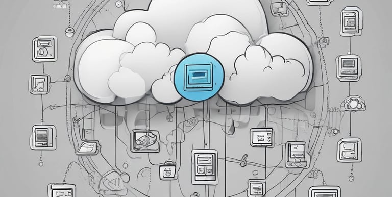 A person wearing a white mask is interacting with a network server, handling blue cables. The setup is illuminated with blue lights, suggesting a technological environment.