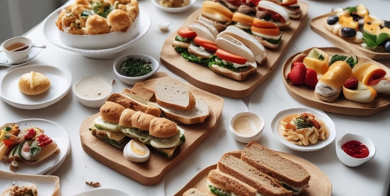 A person is holding a menu with several food items listed and priced in euros. In the background, another person is preparing a drink, which involves a bottle and a glass. The setting resembles a casual dining or catering event.