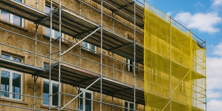 Isolation thermique par l’extérieur et rénovation de façade avec échafaudage – MACIK