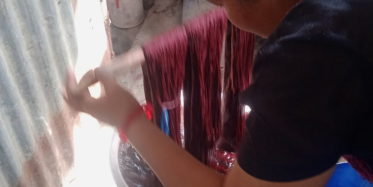 hand dyeing  wool - Organic sustainable dyeing- himalayacarpetnepal.com