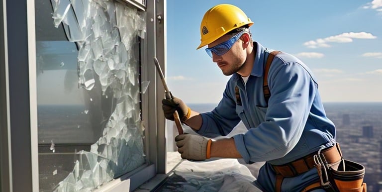 Cambio de vidrios en altura