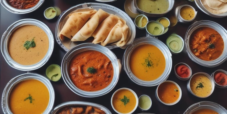 An outdoor event space is decorated with draped white fabric, tables, and chairs under a canopy. Green lighting illuminates the surrounding greenery, creating a vibrant atmosphere. Several people are visible in the background, suggesting a social gathering.