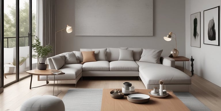 A beautifully designed modern living room with elegant furniture and natural light.