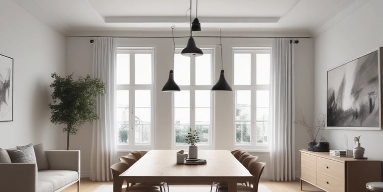 A stylish office space featuring contemporary design elements and a productive atmosphere.