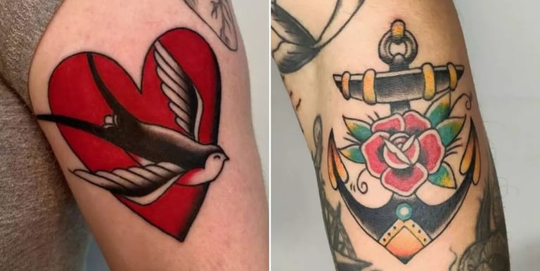 Style tatouage Old School couleurs vives - tatoueur Genève Inka Art Tattoo