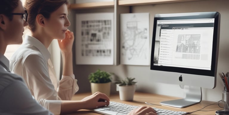 A modern multi-story building with numerous windows, featuring a central entrance labeled 'Leasing Office'. A pathway leads up to the entrance, bordered by manicured plants and palm trees. A zebra crossing stretches across the asphalt road in front of the building.