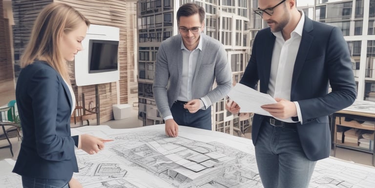 Architectural drawings of a modern building project.