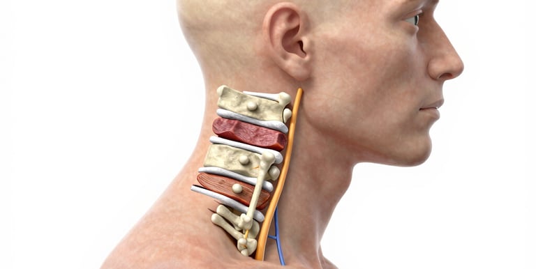 Icon showing a spine with gentle waves representing cervical pain relief.
