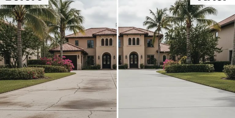 Before and After concrete resurfacing in Coral Gables