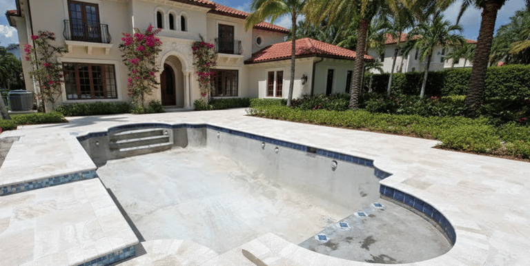 custom concrete pool deck installation