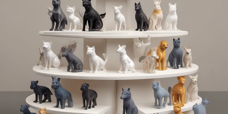 a cake with a lot of different types of cats and dogs