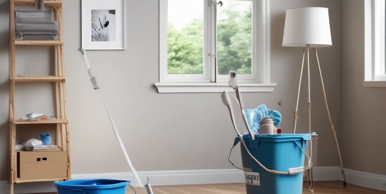 a bucket bucket with a mop and a bucket with a mop