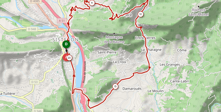 Image du tracé gps du parcours proposé autour du magasin