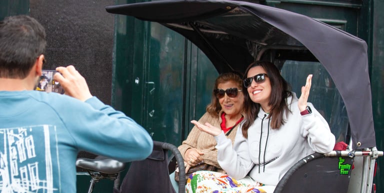 Arab women on bike taxi in amsterdam