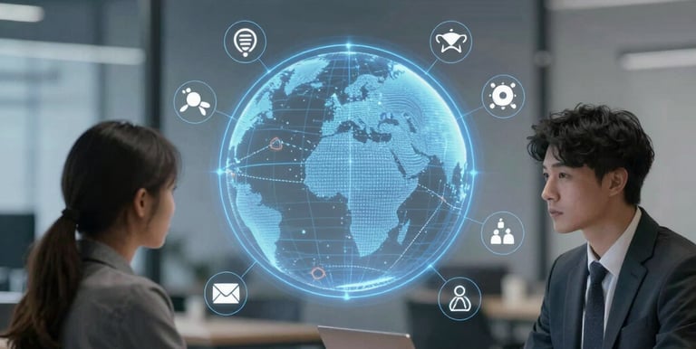 A security post with large glass windows under a slanted roof. The building is primarily grey with prominent red accents. In the background, there are lush green trees and overcast skies, suggesting a cloudy day. The post has 'POS SECURITY 02' written on it.