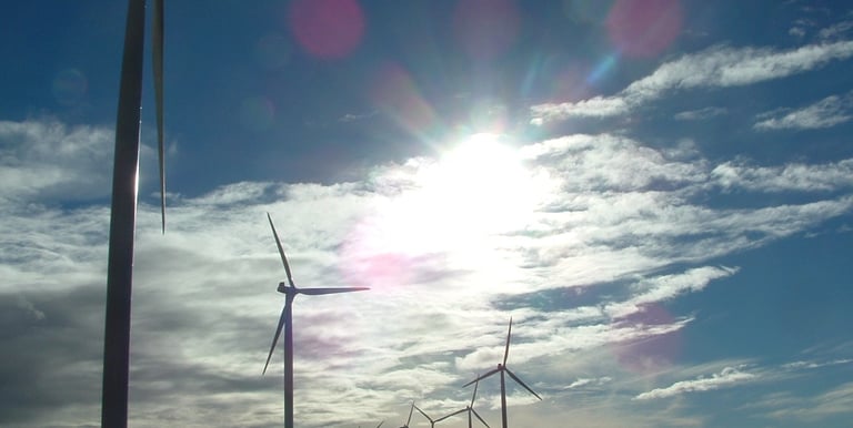 Wind turbines in the sun