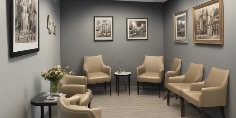 A close-up view of cushioned bar stools with light grey upholstery and wooden legs, set against a softly lit interior background.