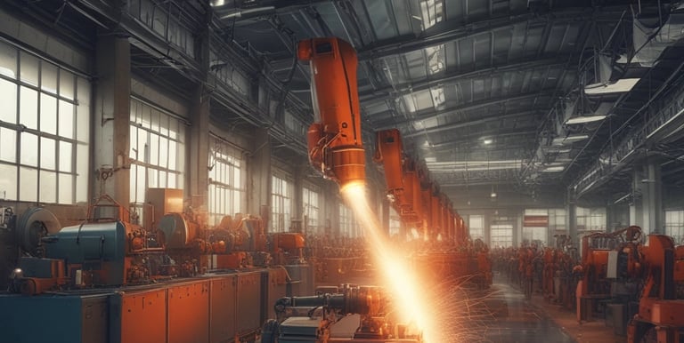 A collage representing technology, pharma, manufacturing, and retail.