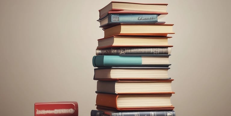 A stock of books with all different types of curriculums, and subject matter matters