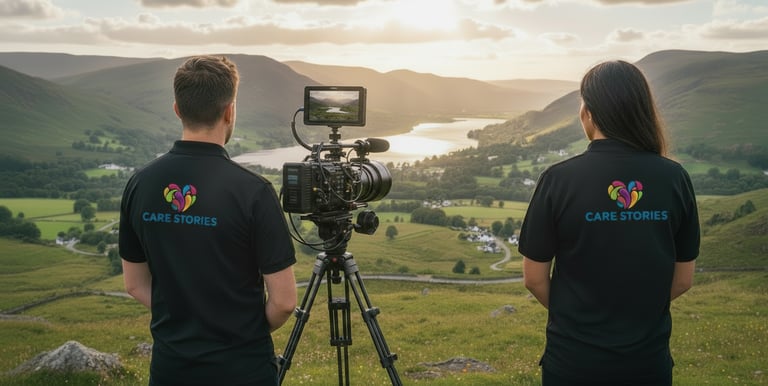 The Care Stories team on location in the Lake District filming
