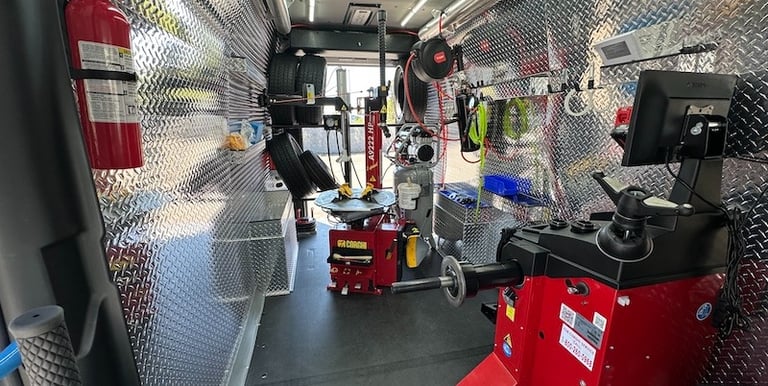 Gomobile Tires innovative equipment configuration inside the RAM Promaster EV