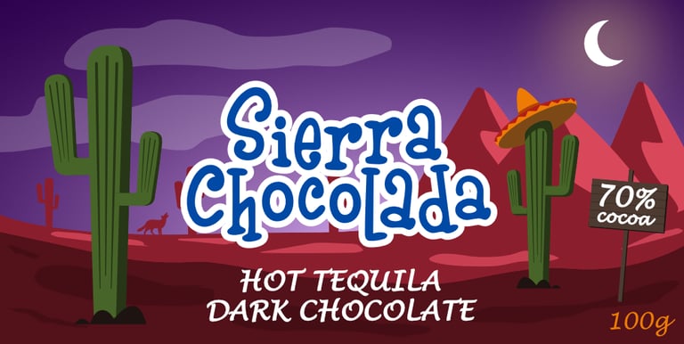Sierra Chocolada dark chocolate bar artwork