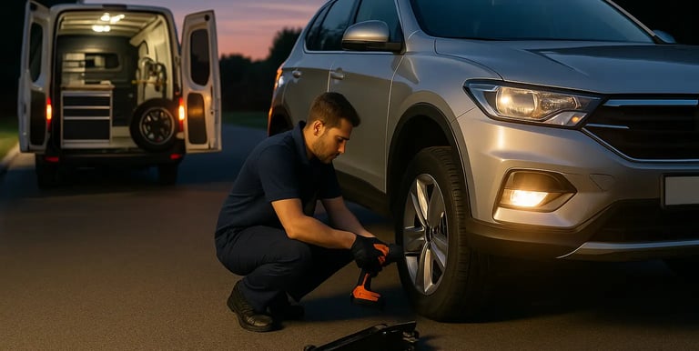 Dépannage pneus de nuit sur place avec intervention rapide