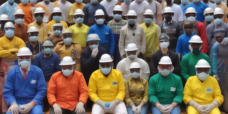 A training session with a diverse group of African professionals engaged in HSE learning.