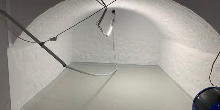 Cantina asciutta dopo l’impermeabilizzazione con Isokristall.