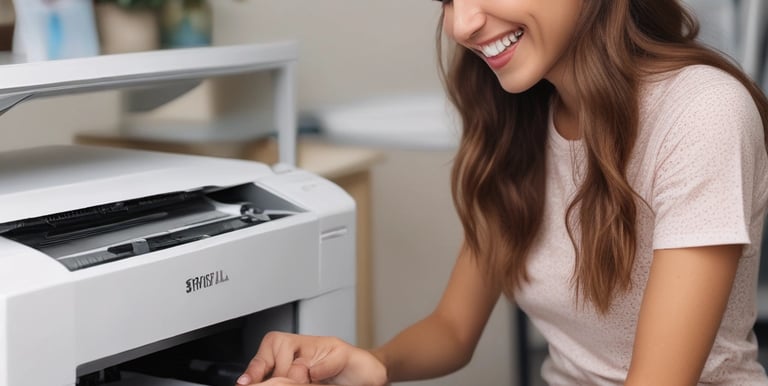 Modern printer setup ready for rental in a clean, organized workspace.