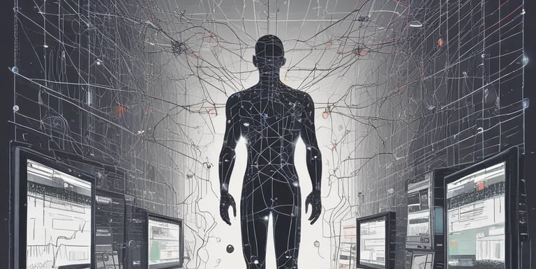 Minimalist graphic showing data points connecting into a clear signal line on a white background.