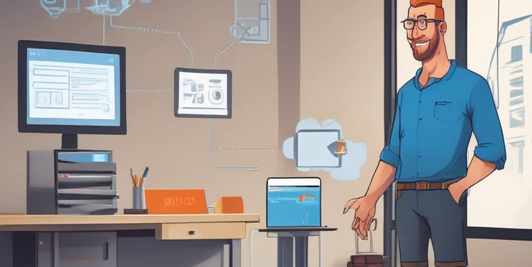 a man standing in front of a cloud with a cloud cloud computing cloud