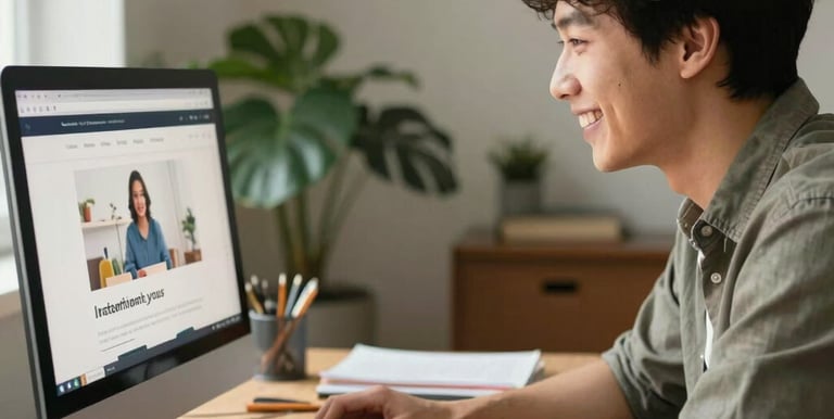 A clean, modern website displayed on a tablet, showcasing a small business's products.
