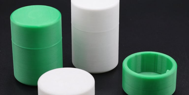 Close-up of a sleek 3D printed cannabis grinder with intricate details.