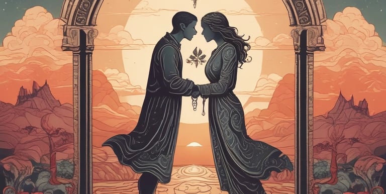 A serene tarot reading setup with purple and gold candles glowing softly.