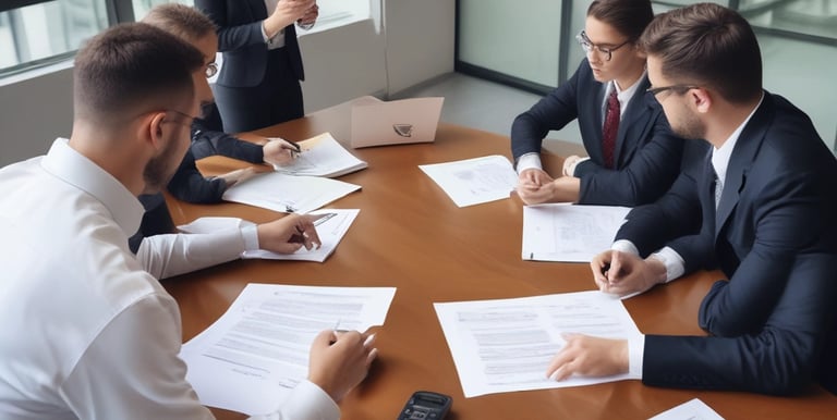 Close-up of hands reviewing system licensing documents and cost reports.