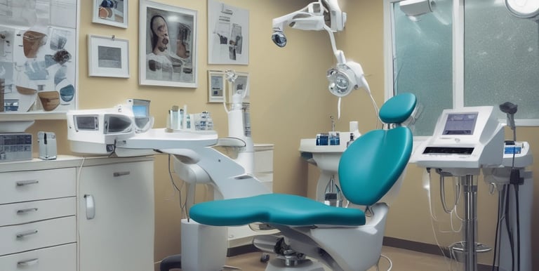 Close-up of a dentist applying whitening gel to a patient's teeth in a modern clinic.