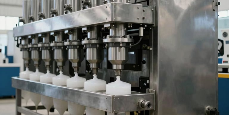 Industrial automation control panel with glowing blue indicators and steel finishes.