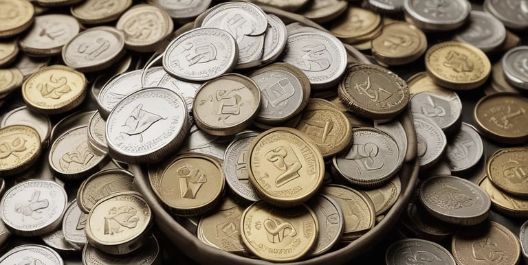 A close-up of a gold coin merging with digital code, symbolizing the fusion of traditional money and modern tech.