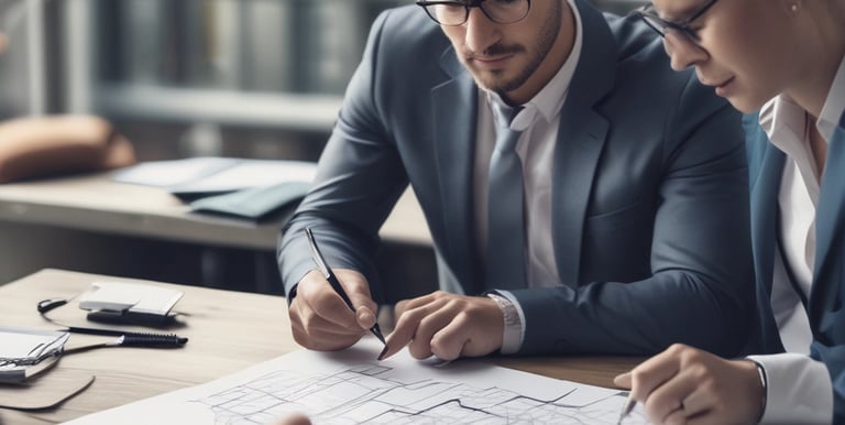 Technicians inspecting industrial equipment in a large factory setting.