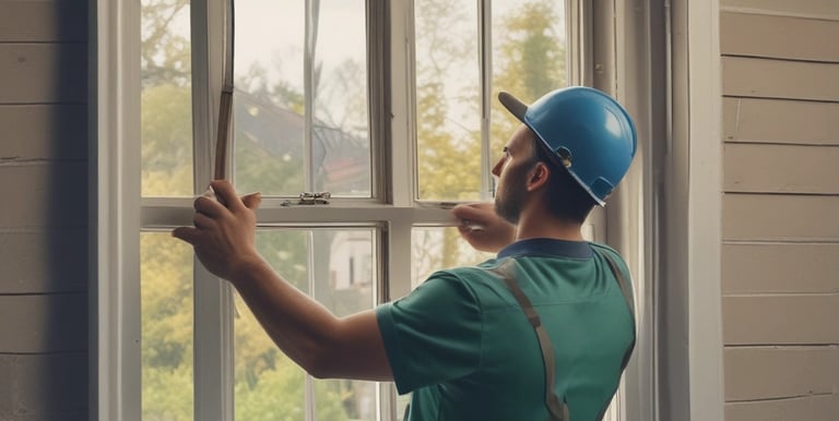 A project manager reviewing blueprints on a construction site with cranes in the background under a warm beige sky.