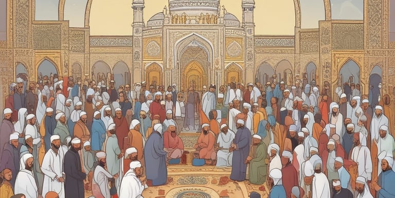 Musicians playing vibrant traditional instruments as people dance and laugh.