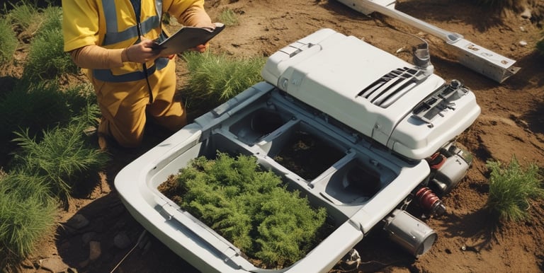 Technician inspecting a high-quality water treatment system at an industrial facility.