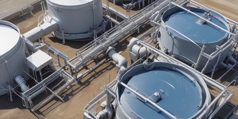 Close-up of sustainable equipment used for environmental water treatment processes.