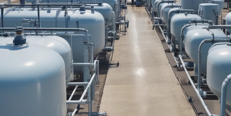 Technician inspecting a high-quality water treatment system at an industrial facility.