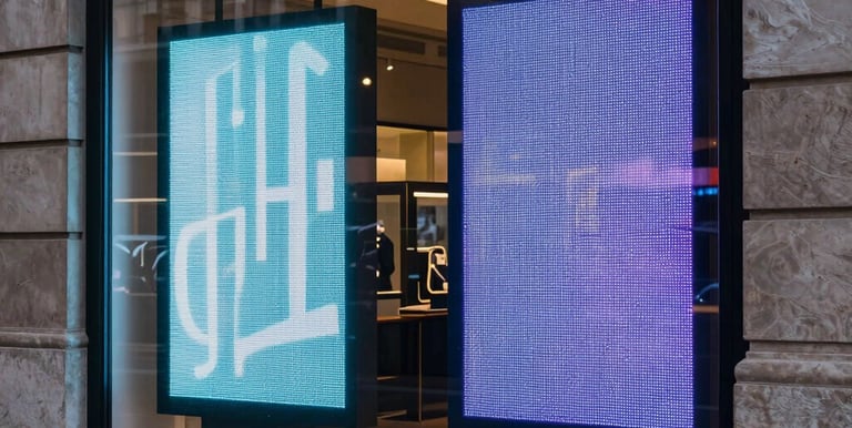 A sleek elevator cabin with smart AI control panels lit by dynamic LED lighting.